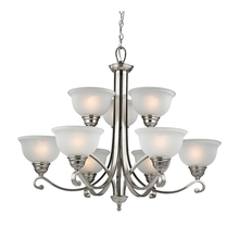  2309CH/20 - Thomas - Hamilton 9-Light Chandelier in Brushed Nickel with White Glass